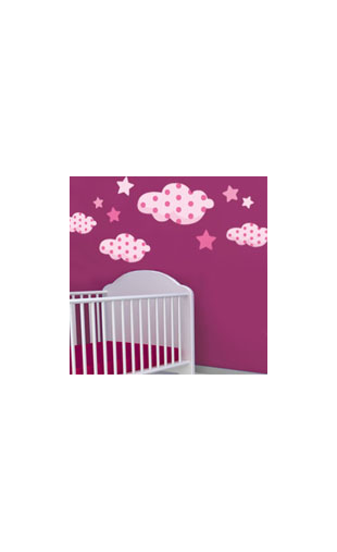 Sticker Etoiles & Nuages Rose