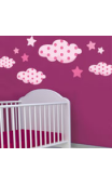 Sticker Etoiles & Nuages Rose