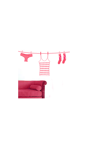 Sticker corde à linge rose