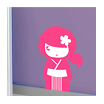 Sticker kokeshi Yumi fushia