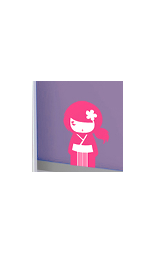 Sticker kokeshi Yumi fushia