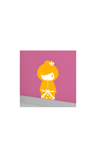 Sticker kokeshi Sakumi orange