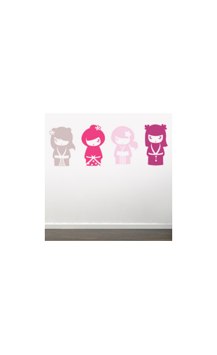Sticker kokeshi rose flashy