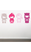 Sticker kokeshi rose flashy