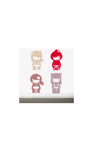 Sticker kokeshi rouge