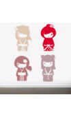 Sticker kokeshi rouge