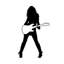 Sticker fille guitare rock