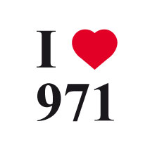 Sticker I love 971 fonds blanc