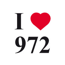 sticker I love 972 fonds blanc