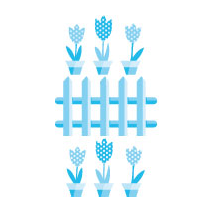 Sticker Pots de Fleurs Bleu