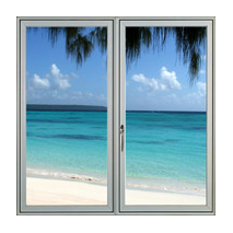 Sticker fenÃªtre sur plage