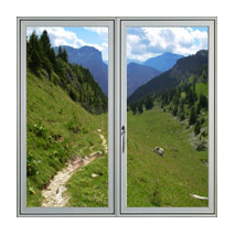 Sticker fenÃªtre sur montagne